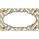 Gold White Chevron Center Scallop Metal Novelty License Plate 4" x 2.2" (MLP)