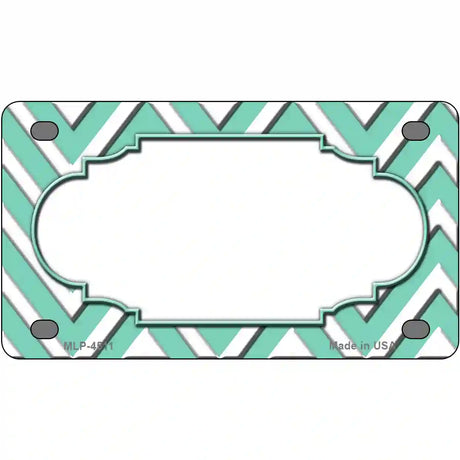 Mint White Chevron Center Scallop Metal Novelty License Plate 4" x 2.2" (MLP)