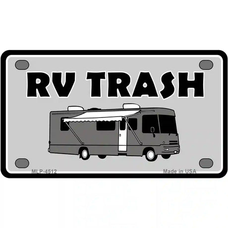 RV Trash Aluminum Automotive Novelty License Plate 4" x 2.2" (MLP)