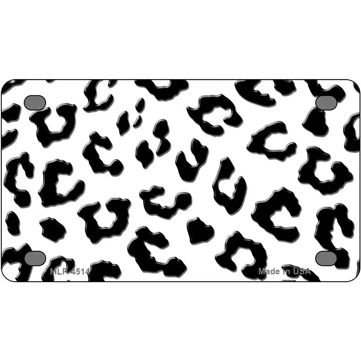 White Black Cheetah Metal Novelty License Plate 4" x 2.2" (MLP)