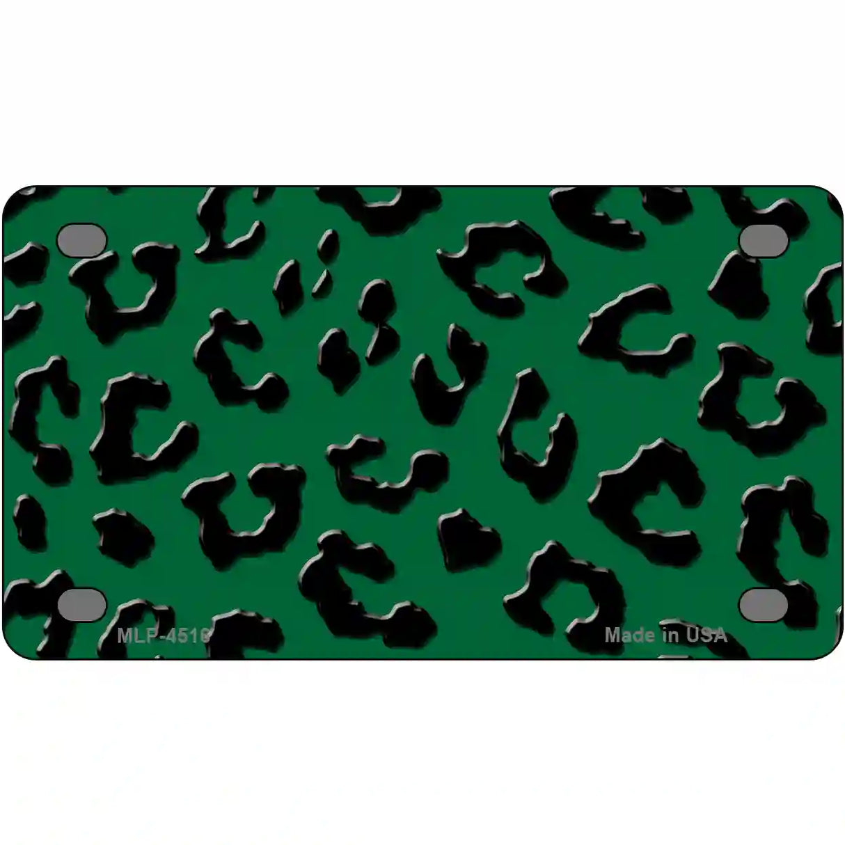 Green Black Cheetah Metal Novelty License Plate 4" x 2.2" (MLP)