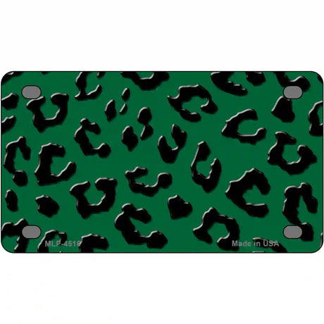 Green Black Cheetah Metal Novelty License Plate 4" x 2.2" (MLP)