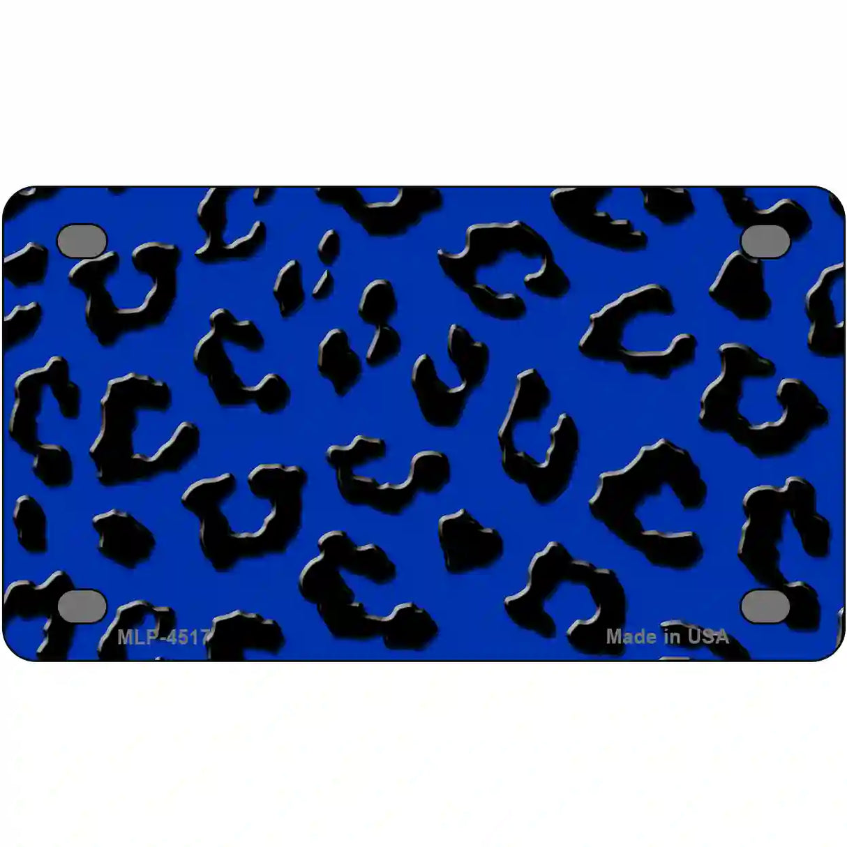 Blue Black Cheetah Metal Novelty License Plate 4" x 2.2" (MLP)