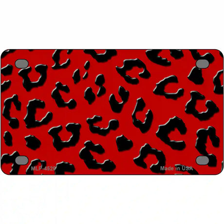 Red Black Cheetah Metal Novelty License Plate 4" x 2.2" (MLP)