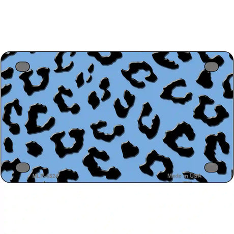 Light Blue Black Cheetah Metal Novelty License Plate 4" x 2.2" (MLP)