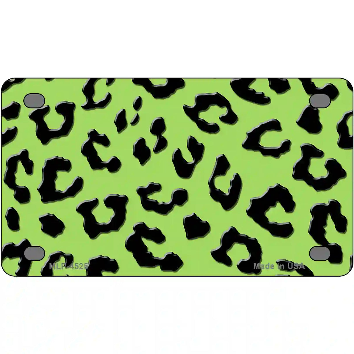 Lime Green Black Cheetah Metal Novelty License Plate 4" x 2.2" (MLP)