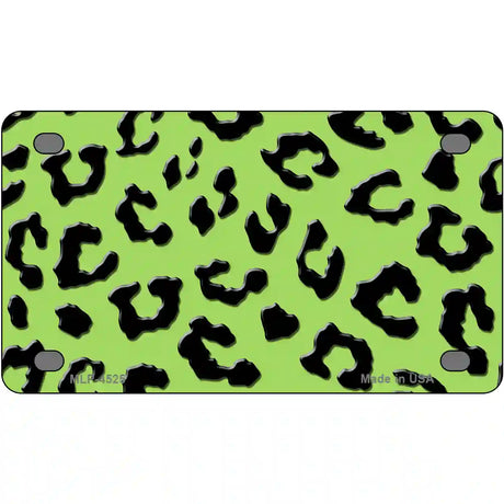 Lime Green Black Cheetah Metal Novelty License Plate 4" x 2.2" (MLP)