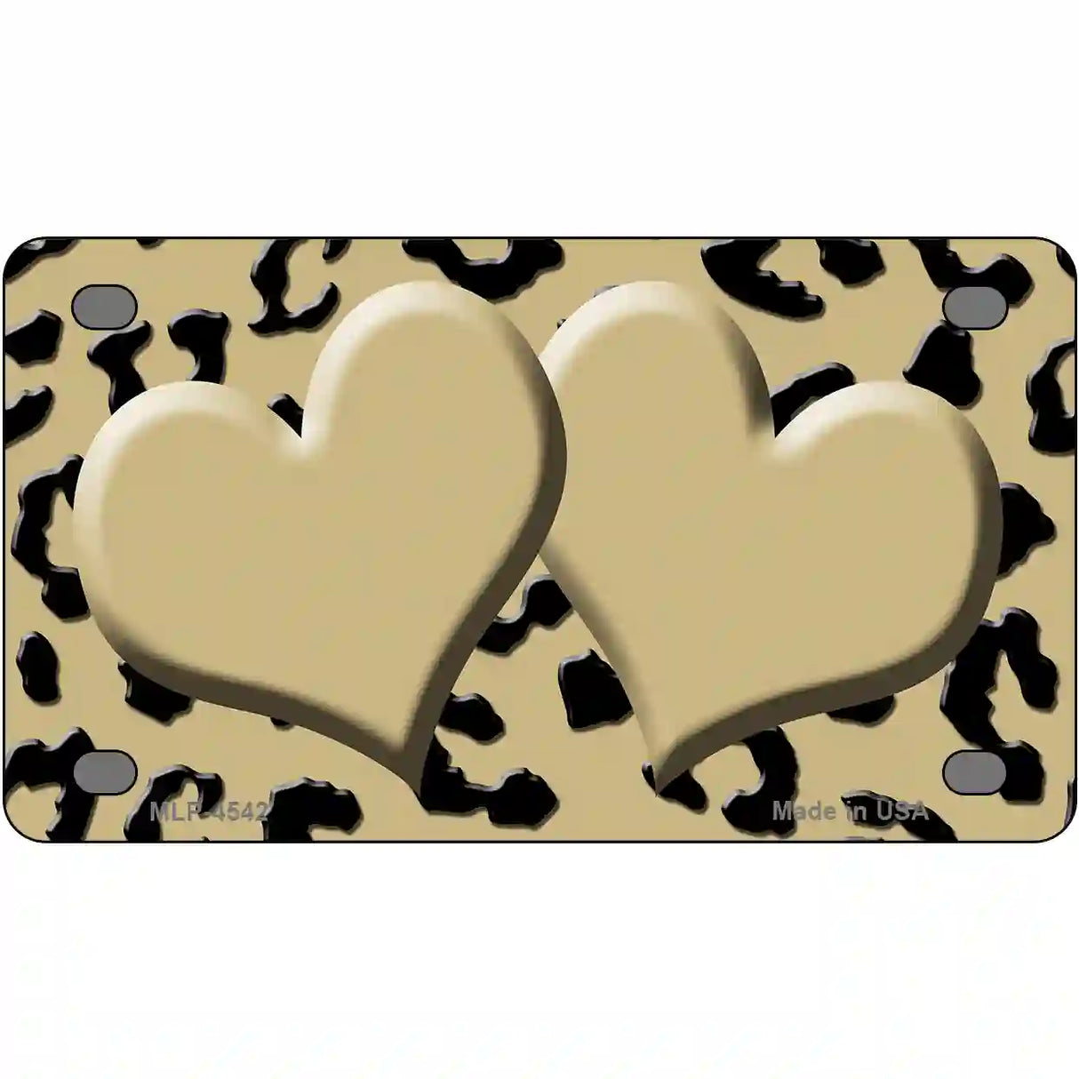 Gold Black Cheetah Gold Center Hearts Metal Novelty License Plate 4" x 2.2" (MLP)