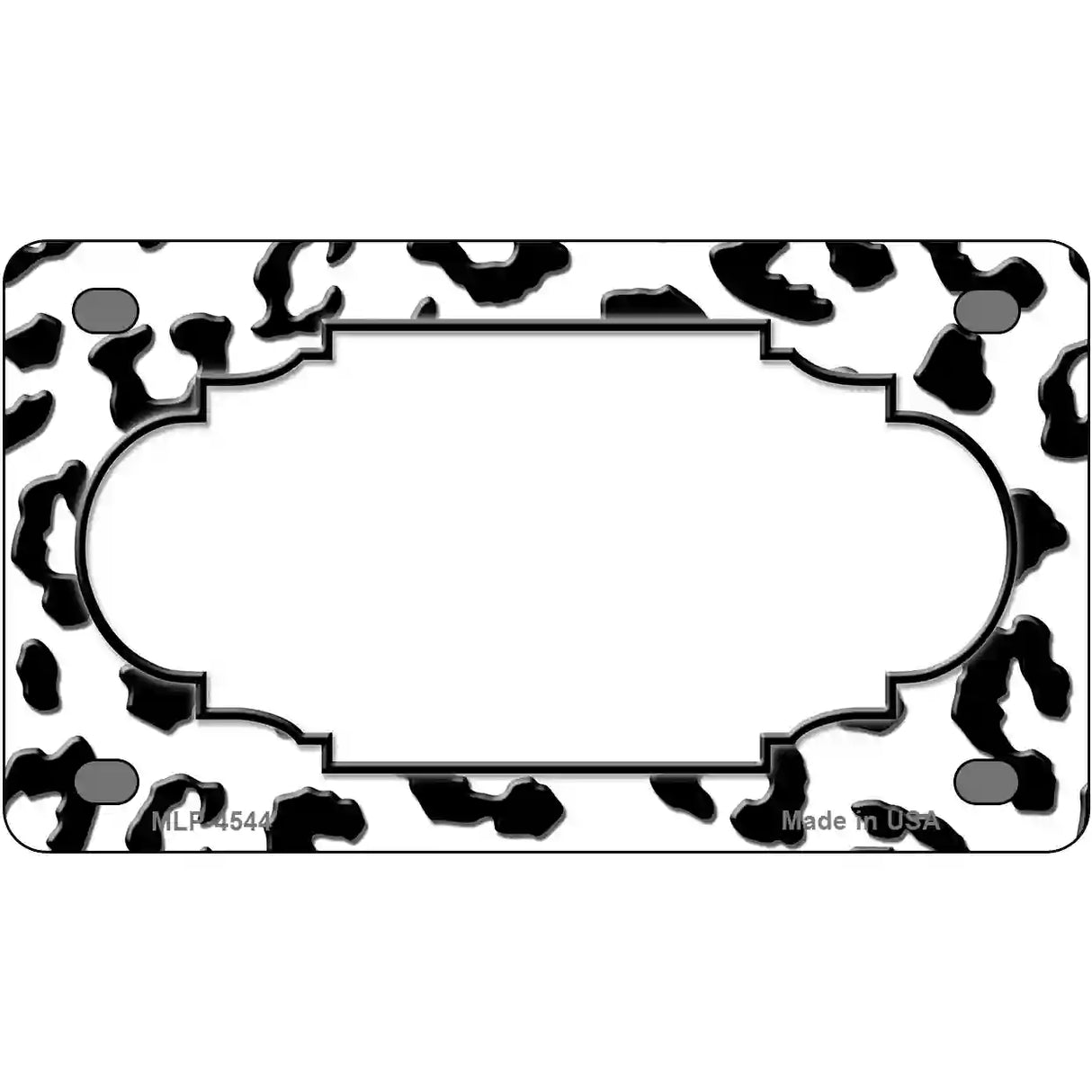 White Black Cheetah Scallop Metal Novelty License Plate 4" x 2.2" (MLP)