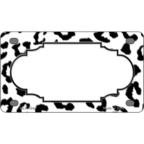 White Black Cheetah Scallop Metal Novelty License Plate 4" x 2.2" (MLP)