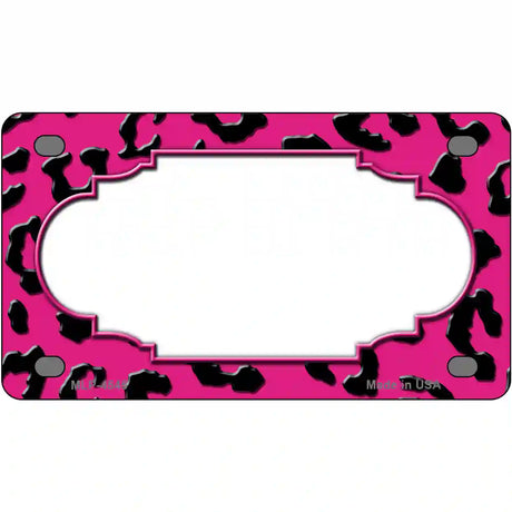 Pink Black Cheetah Scallop Metal Novelty License Plate 4" x 2.2" (MLP)