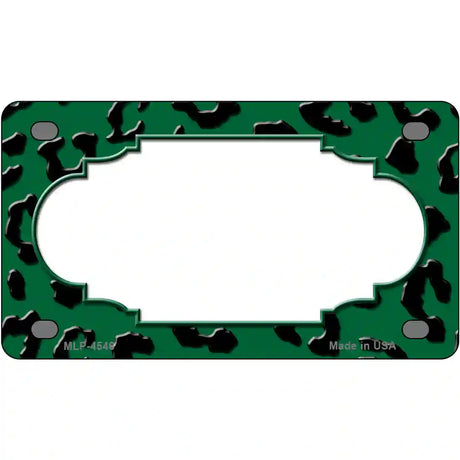 Green Black Cheetah Scallop Metal Novelty License Plate 4" x 2.2" (MLP)