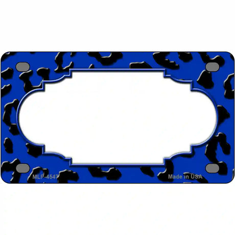 Blue Black Cheetah Scallop Metal Novelty License Plate 4" x 2.2" (MLP)