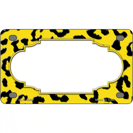 Yellow Black Cheetah Scallop Metal Novelty License Plate 4" x 2.2" (MLP)