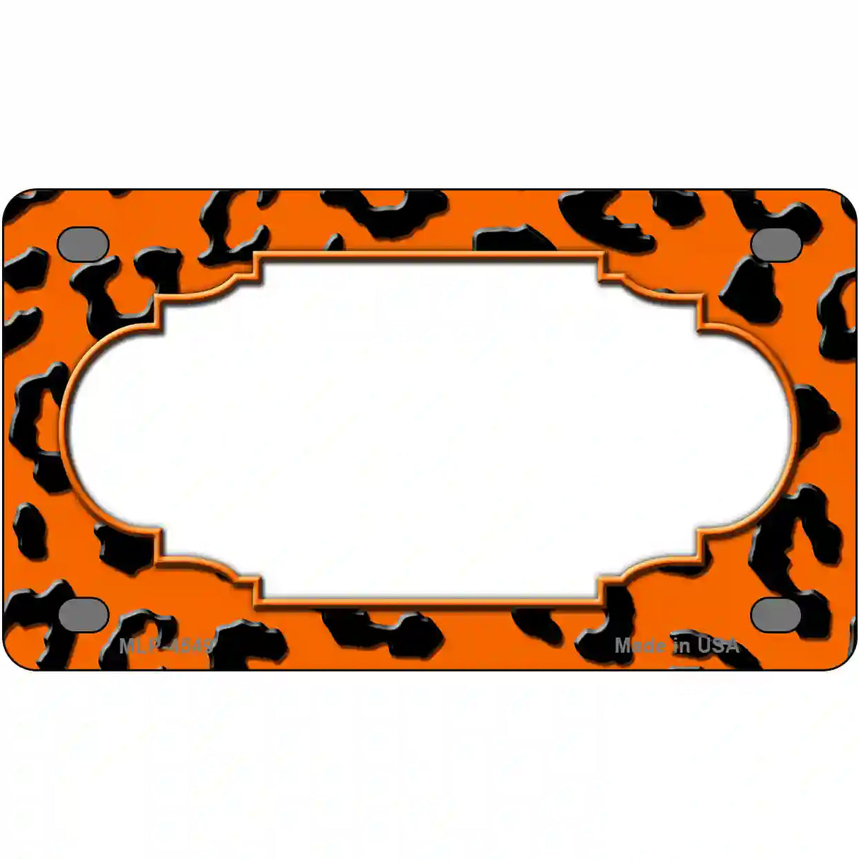 Orange Black Cheetah Scallop Metal Novelty License Plate 4" x 2.2" (MLP)