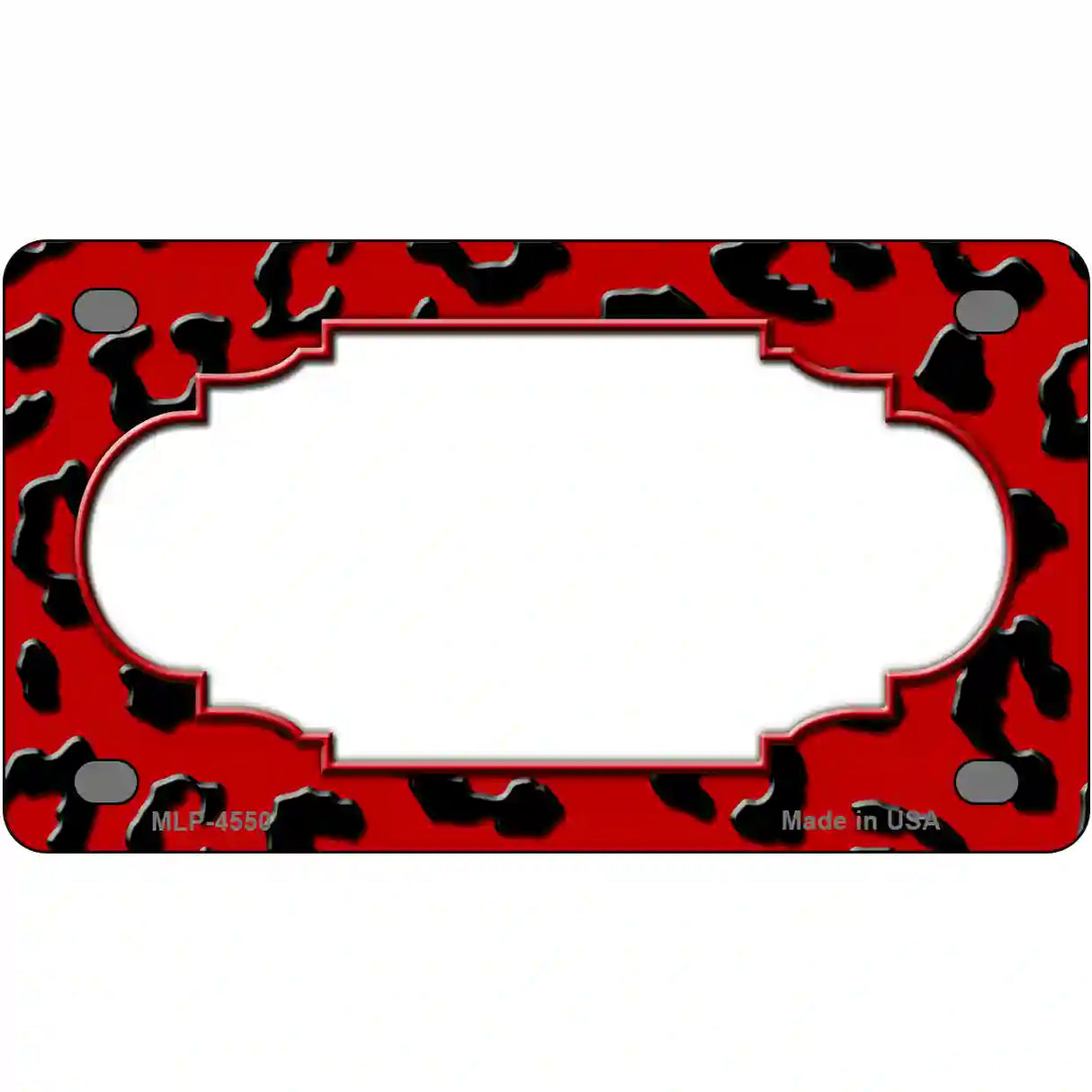 Red Black Cheetah Scallop Metal Novelty License Plate 4" x 2.2" (MLP)