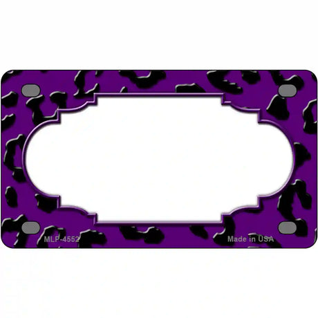 Purple Black Cheetah Scallop Metal Novelty License Plate 4" x 2.2" (MLP)