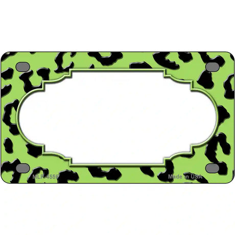 Lime Green Black Cheetah Scallop Metal Novelty License Plate 4" x 2.2" (MLP)