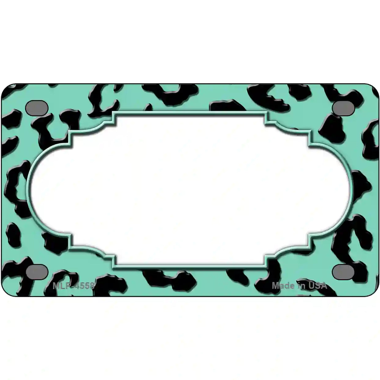 Mint Black Cheetah Scallop Metal Novelty License Plate 4" x 2.2" (MLP)