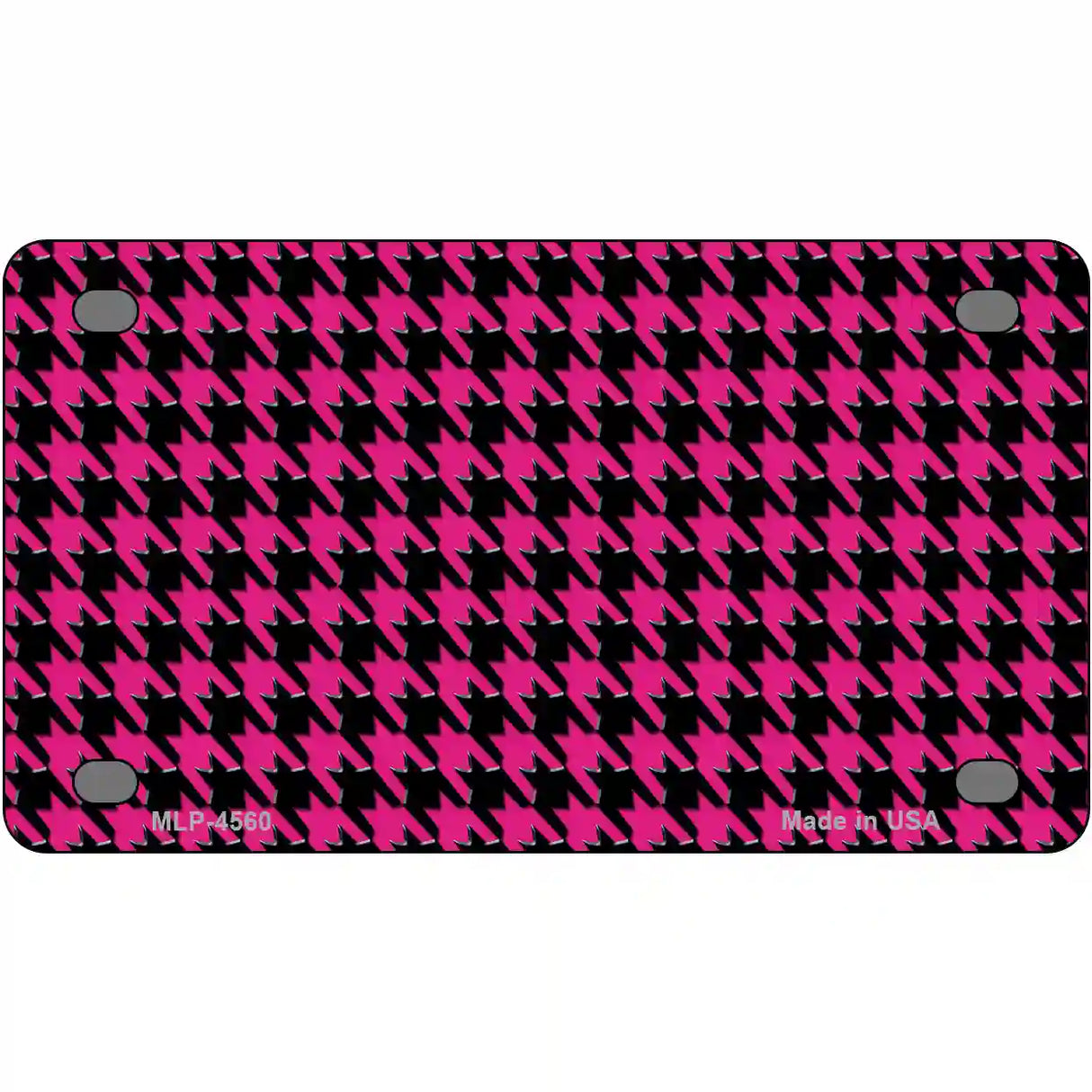 Pink Black Houndstooth Metal Novelty License Plate 4" x 2.2" (MLP)