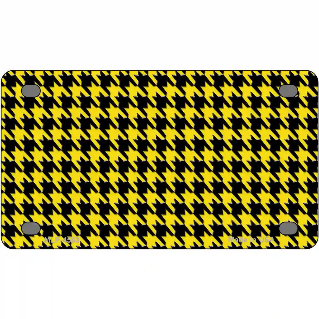 Yellow Black Houndstooth Metal Novelty License Plate 4" x 2.2" (MLP)