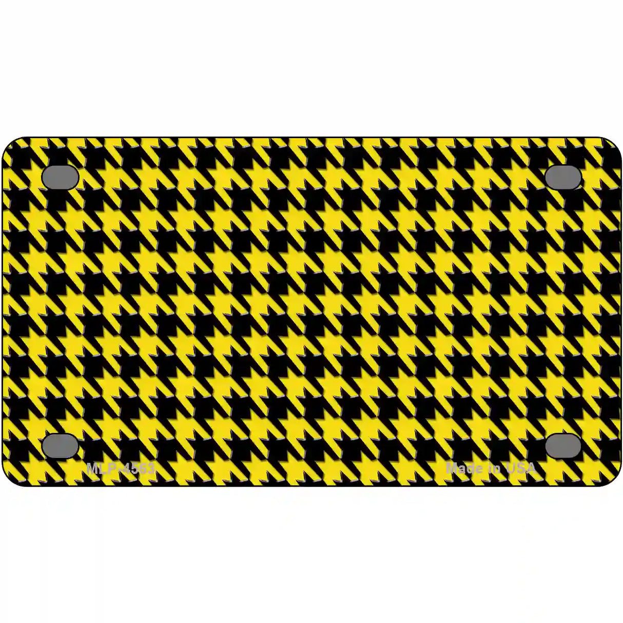 Yellow Black Houndstooth Metal Novelty License Plate 4" x 2.2" (MLP)