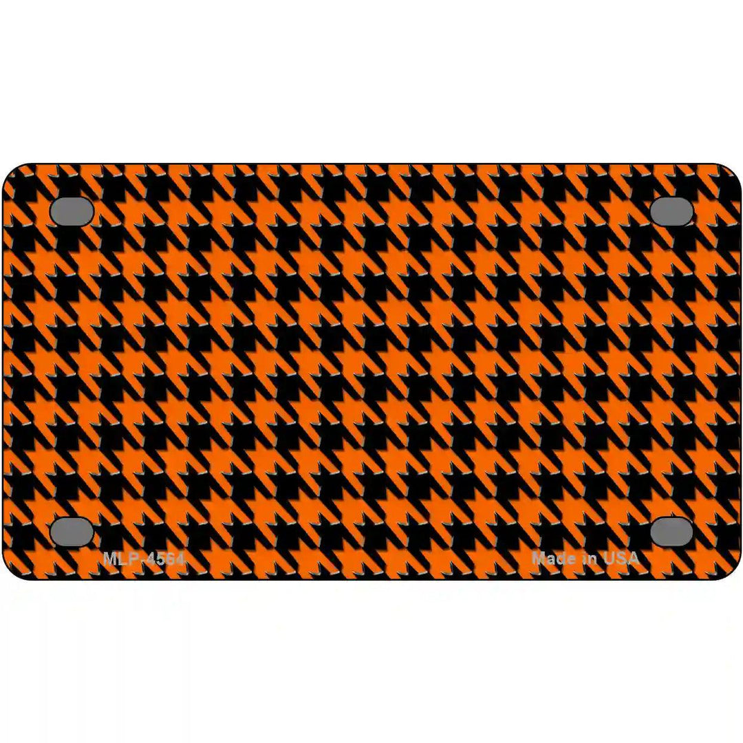 Orange Black Houndstooth Metal Novelty License Plate 4" x 2.2" (MLP)