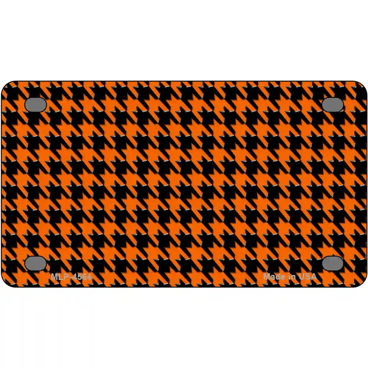 Orange Black Houndstooth Metal Novelty License Plate 4" x 2.2" (MLP)