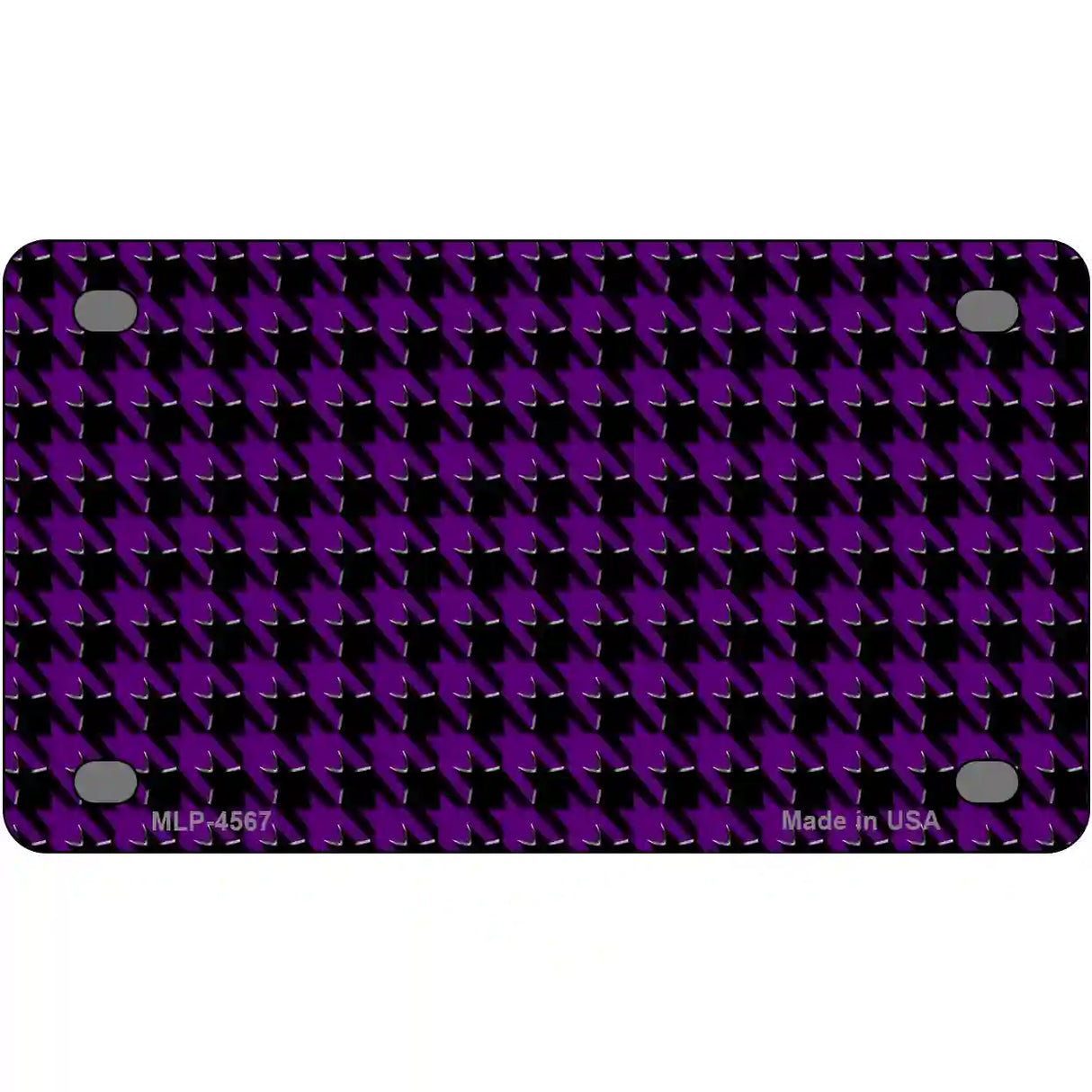 Purple Black Houndstooth Metal Novelty License Plate 4" x 2.2" (MLP)