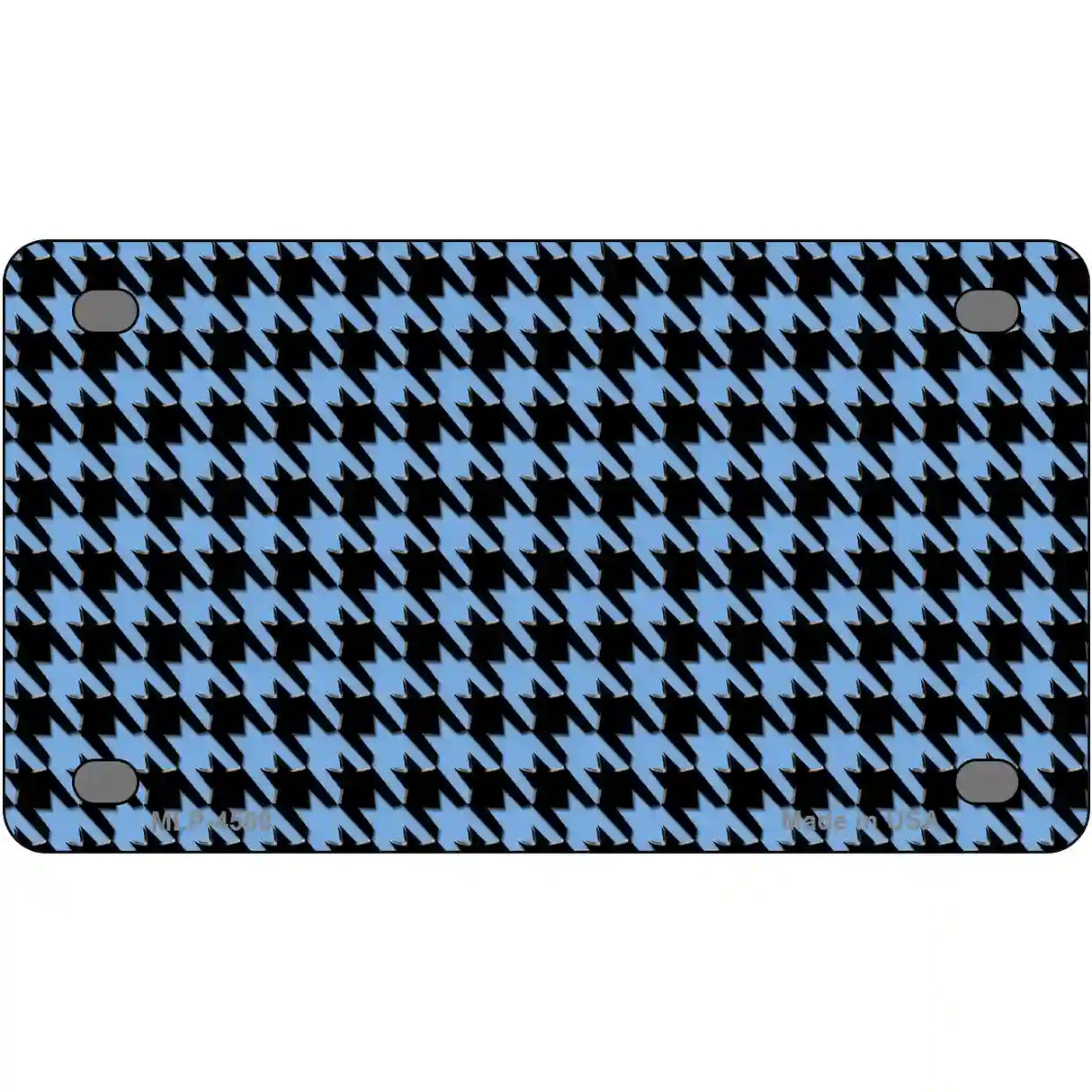 Light Blue Black Houndstooth Metal Novelty License Plate 4" x 2.2" (MLP)