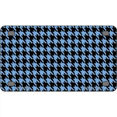 Light Blue Black Houndstooth Metal Novelty License Plate 4" x 2.2" (MLP)