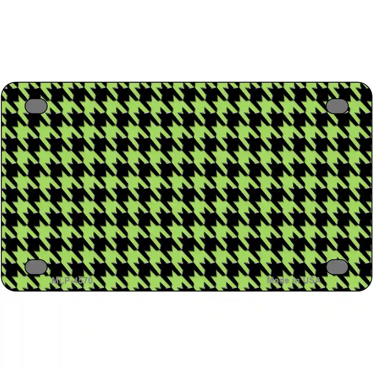 Lime Green Black Houndstooth Metal Novelty License Plate 4" x 2.2" (MLP)