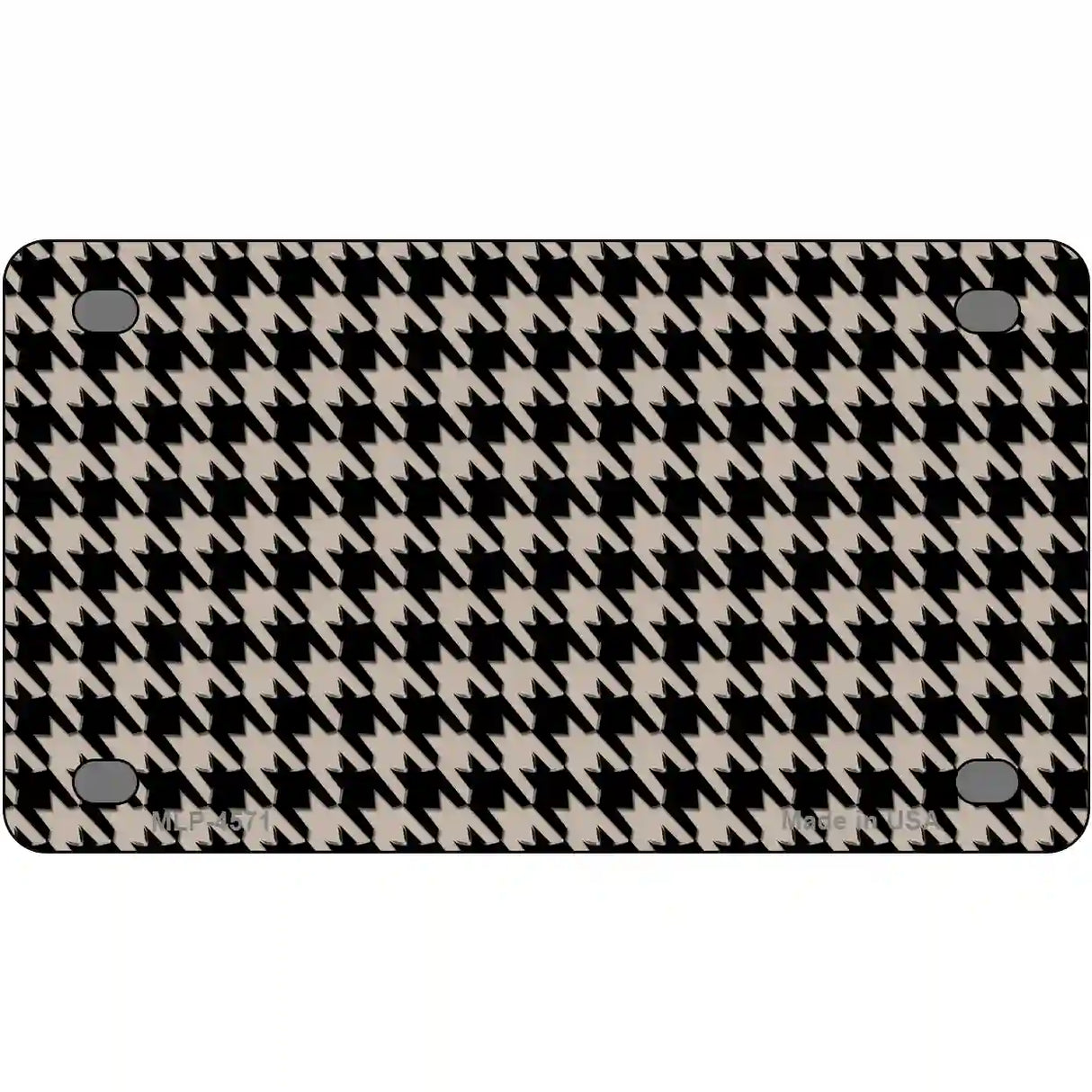 Tan Black Houndstooth Metal Novelty License Plate 4" x 2.2" (MLP)