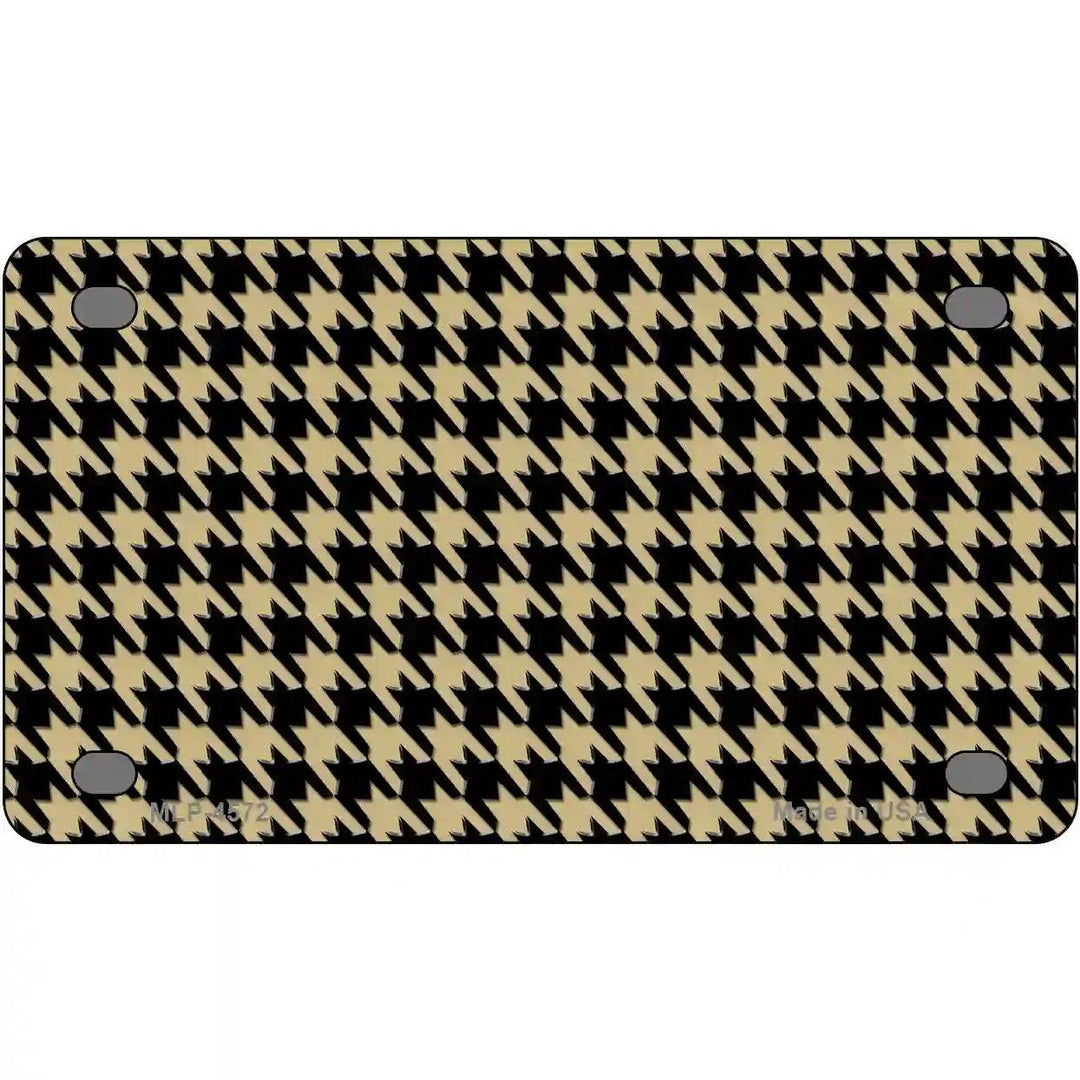 Gold Black Houndstooth Metal Novelty License Plate 4" x 2.2" (MLP)