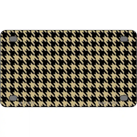 Gold Black Houndstooth Metal Novelty License Plate 4" x 2.2" (MLP)