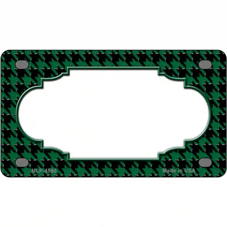 Green Black Houndstooth Scallop Center Metal Novelty License Plate 4" x 2.2" (MLP)