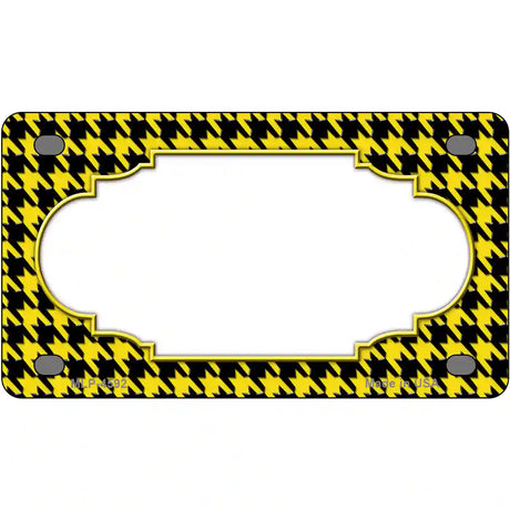 Yellow Black Houndstooth Scallop Center Metal Novelty License Plate 4" x 2.2" (MLP)