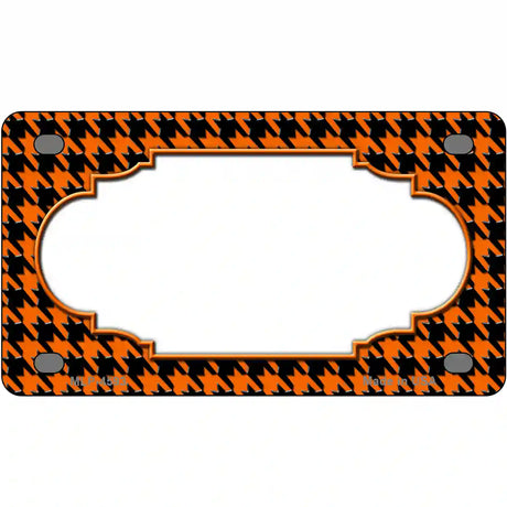 Orange Black Houndstooth Scallop Center Metal Novelty License Plate 4" x 2.2" (MLP)