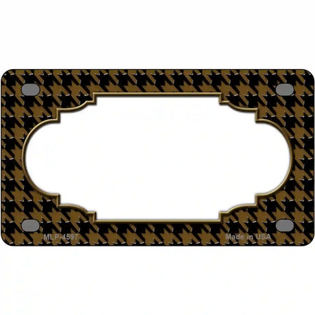 Brown Black Houndstooth Scallop Center Metal Novelty License Plate 4" x 2.2" (MLP)