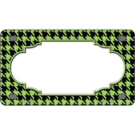 Lime Green Black Houndstooth Scallop Center Metal Novelty License Plate 4" x 2.2" (MLP)