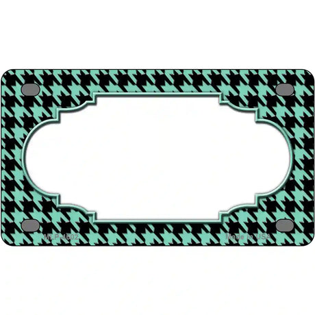 Mint Black Houndstooth Scallop Center Metal Novelty License Plate 4" x 2.2" (MLP)