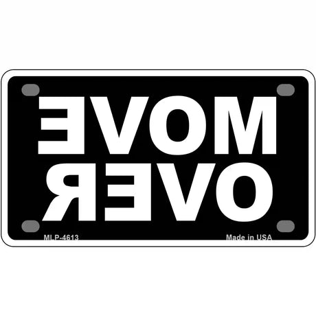 Move Over Black Metal Novelty License Plate 4" x 2.2" (MLP)