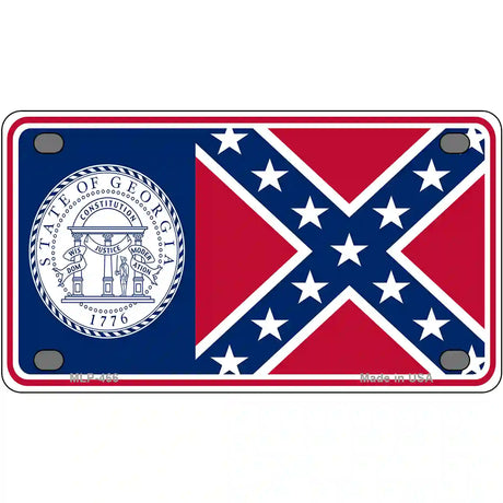 Old Georgia State Flag Metal Novelty License Plate 4" x 2.2" (MLP)