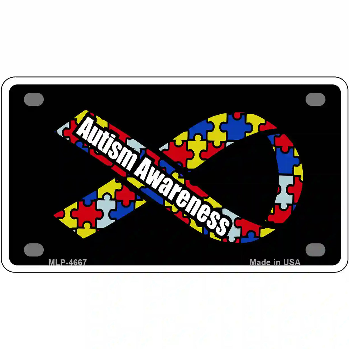 Autism Awareness Ribbon Metal Novelty License Plate 4" x 2.2" (MLP)