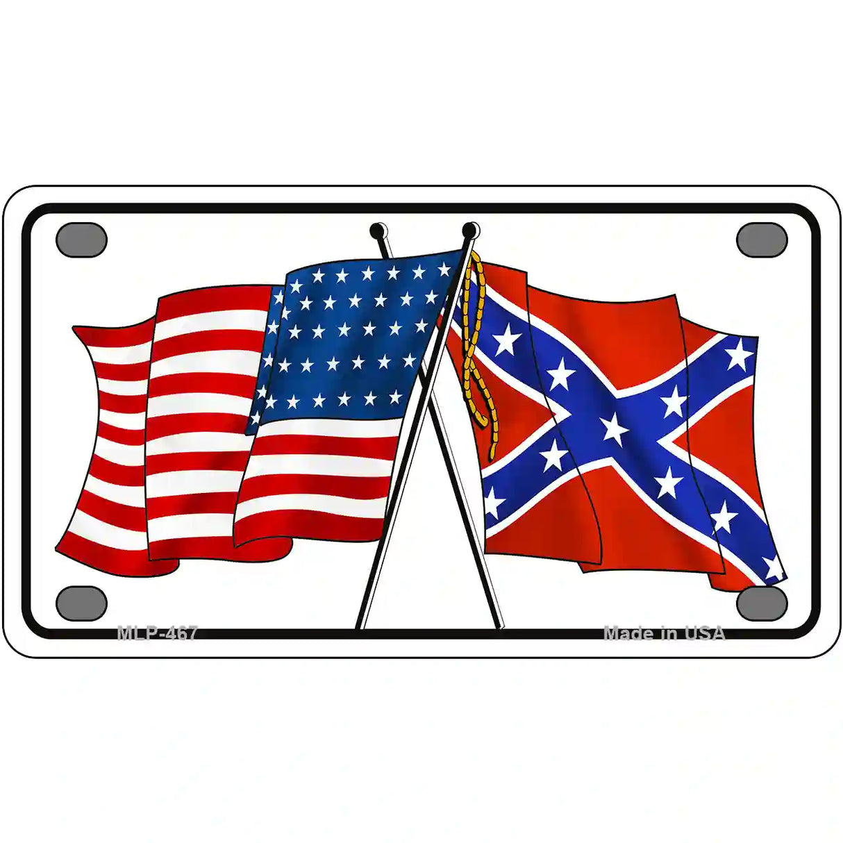 Confederate USA Crossed Flags Metal Novelty License Plate 4" x 2.2" (MLP)