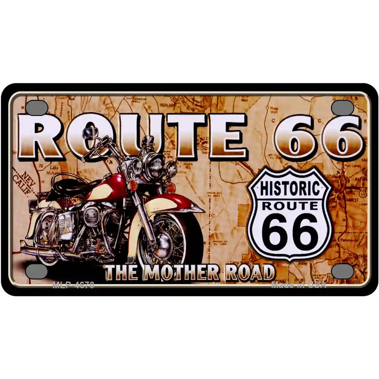 Route 66 Mother Road Metal Novelty License Plate 4" x 2.2" (MLP)