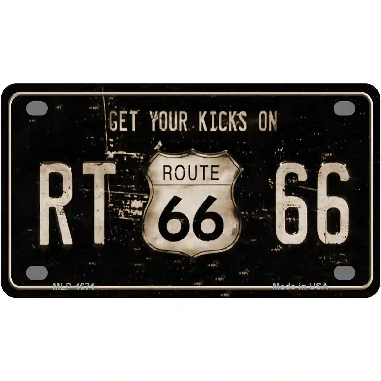 Route 66 Get Your Kicks Metal Novelty License Plate 4" x 2.2" (MLP)