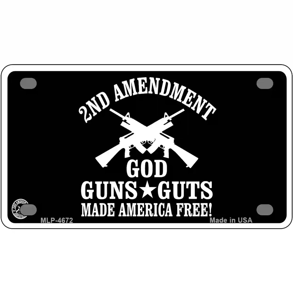 God, Guns, Guts Metal Novelty License Plate 4" x 2.2" (MLP)