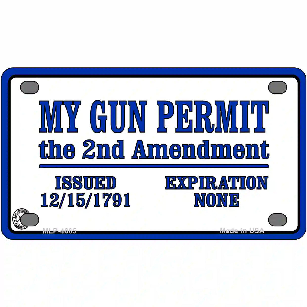 My Gun Permit Metal Novelty License Plate 4" x 2.2" (MLP)