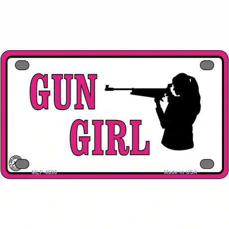 Gun Girl Metal Novelty License Plate 4" x 2.2" (MLP)